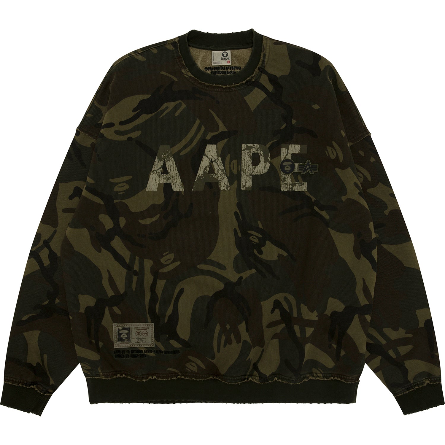 AAPE X ALPHA INDUSTRIES LOGO CAMO SWEATSHIRT