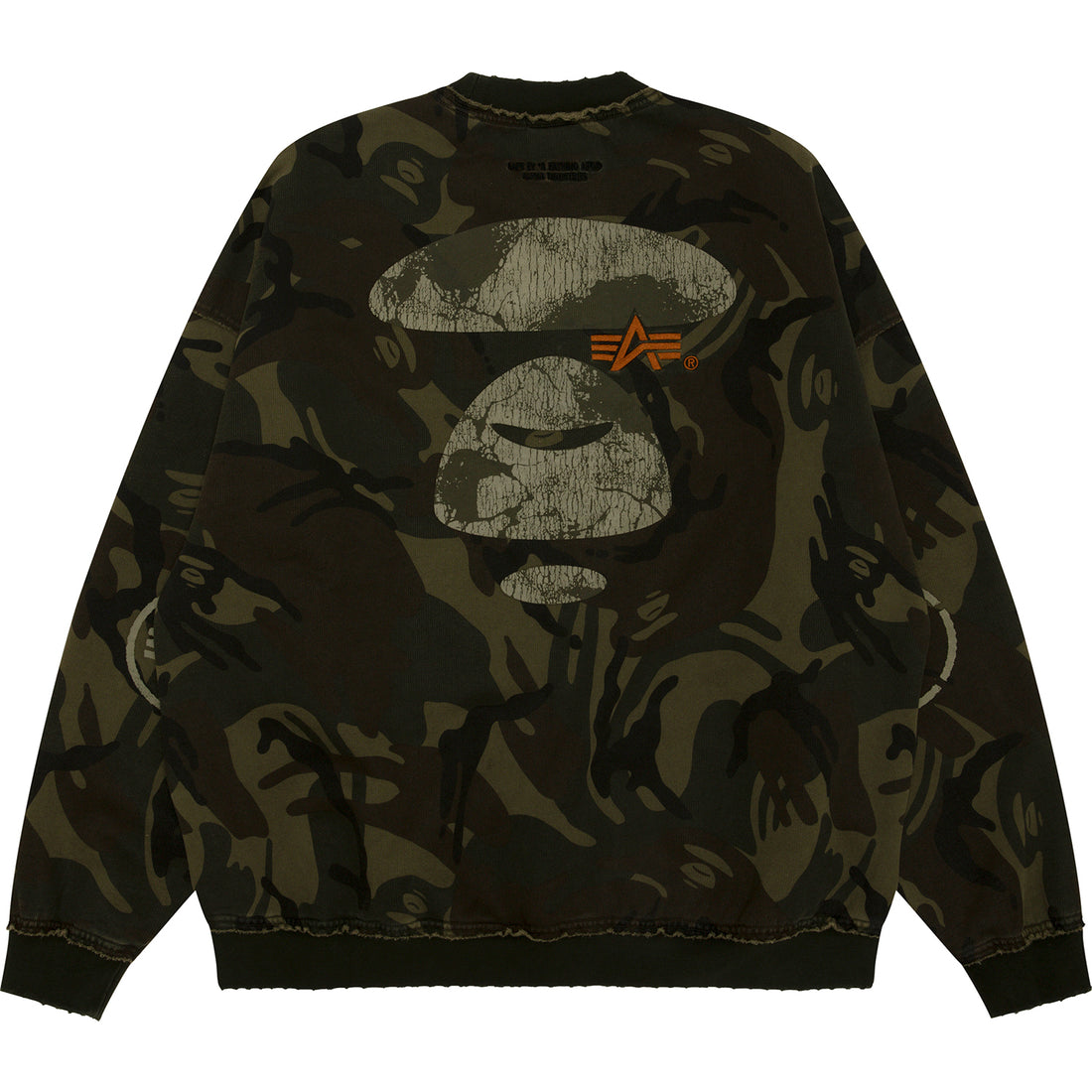 AAPE X ALPHA INDUSTRIES LOGO CAMO SWEATSHIRT