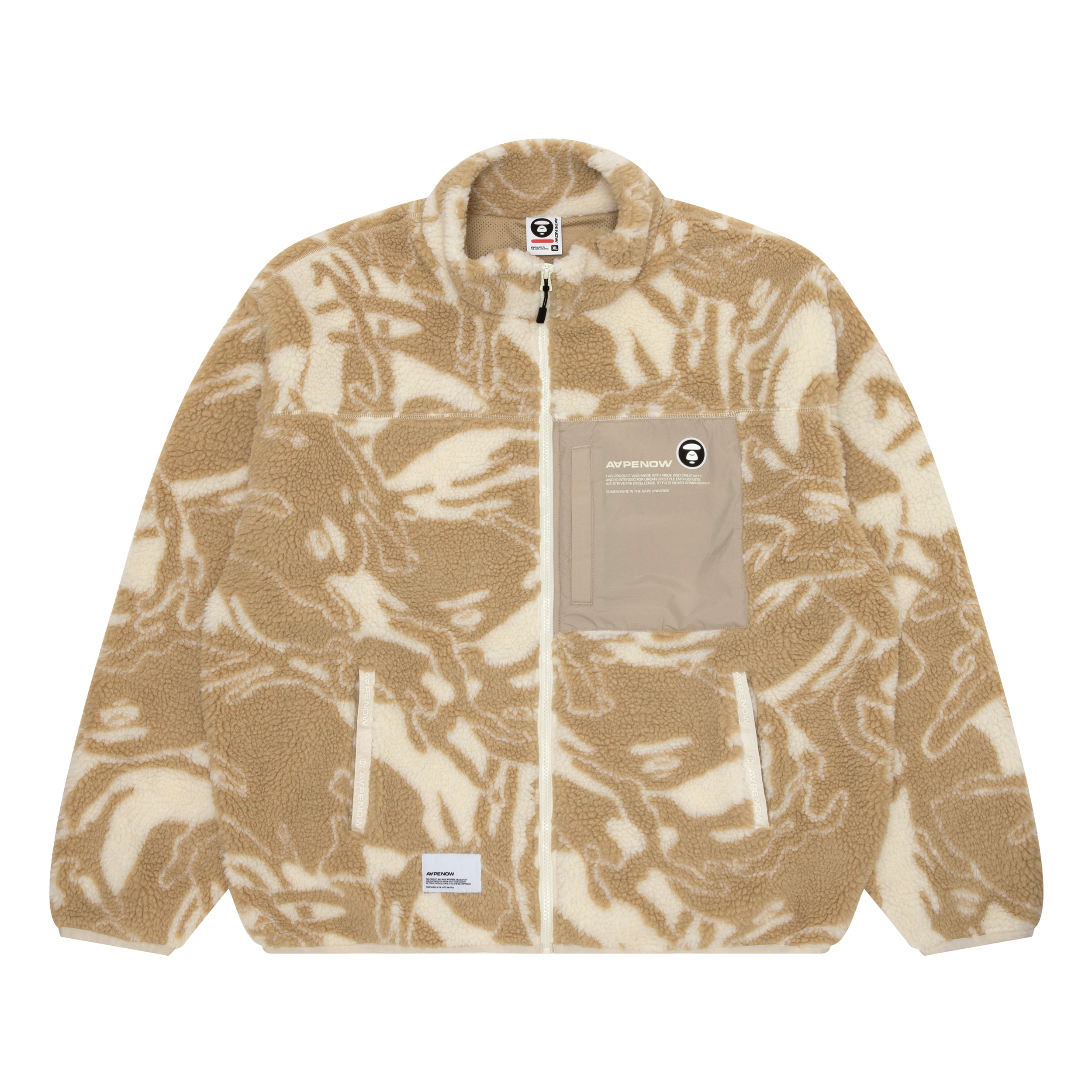 MOONFACE PATCH CAMO FLEECE JACKET