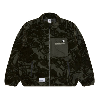 MOONFACE PATCH CAMO FLEECE JACKET