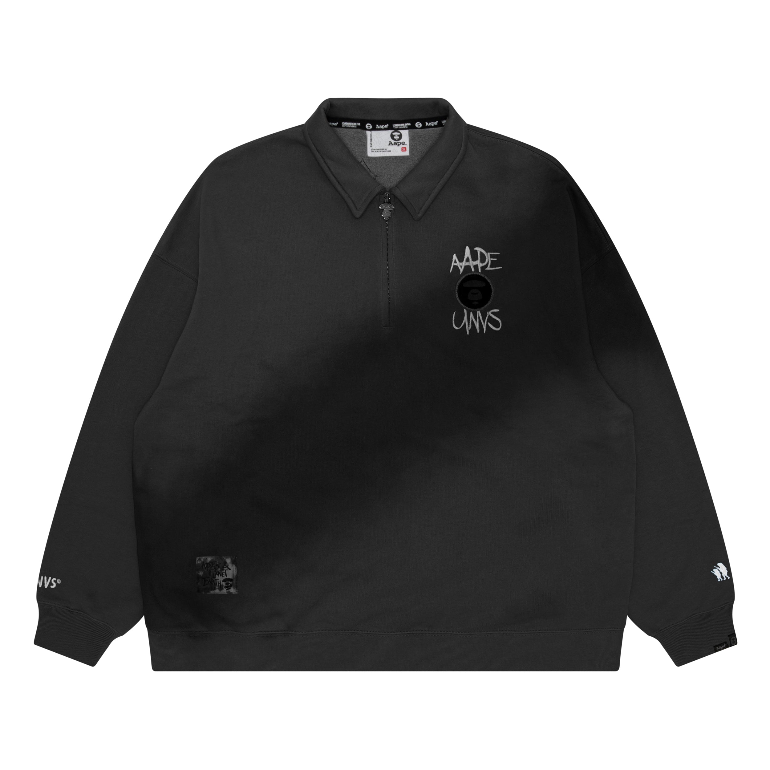 MOONFACE EMBROIDERED HALF-ZIP FLEECE SWEATSHIRT