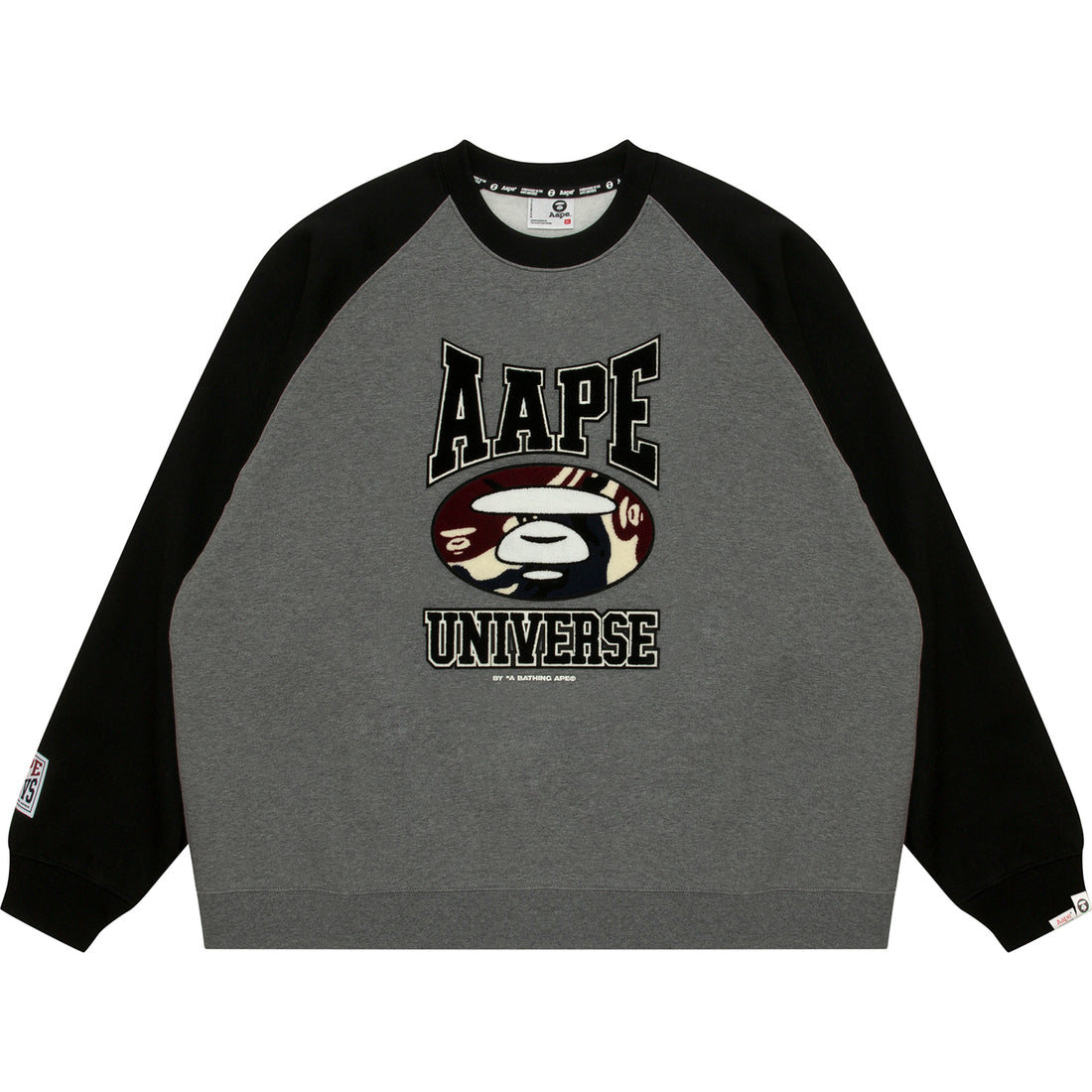 AAPE UNIVERSE MOONFACE LOGO RAGLAN SWEATSHIRT