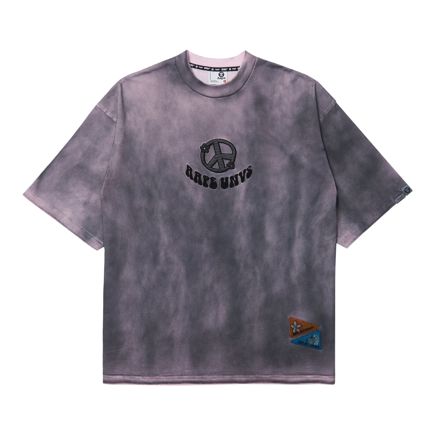 MOONFACE GRAPHIC EMBROIDERED TIE-DYE TEE