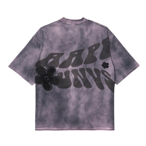 MOONFACE GRAPHIC EMBROIDERED TIE-DYE TEE
