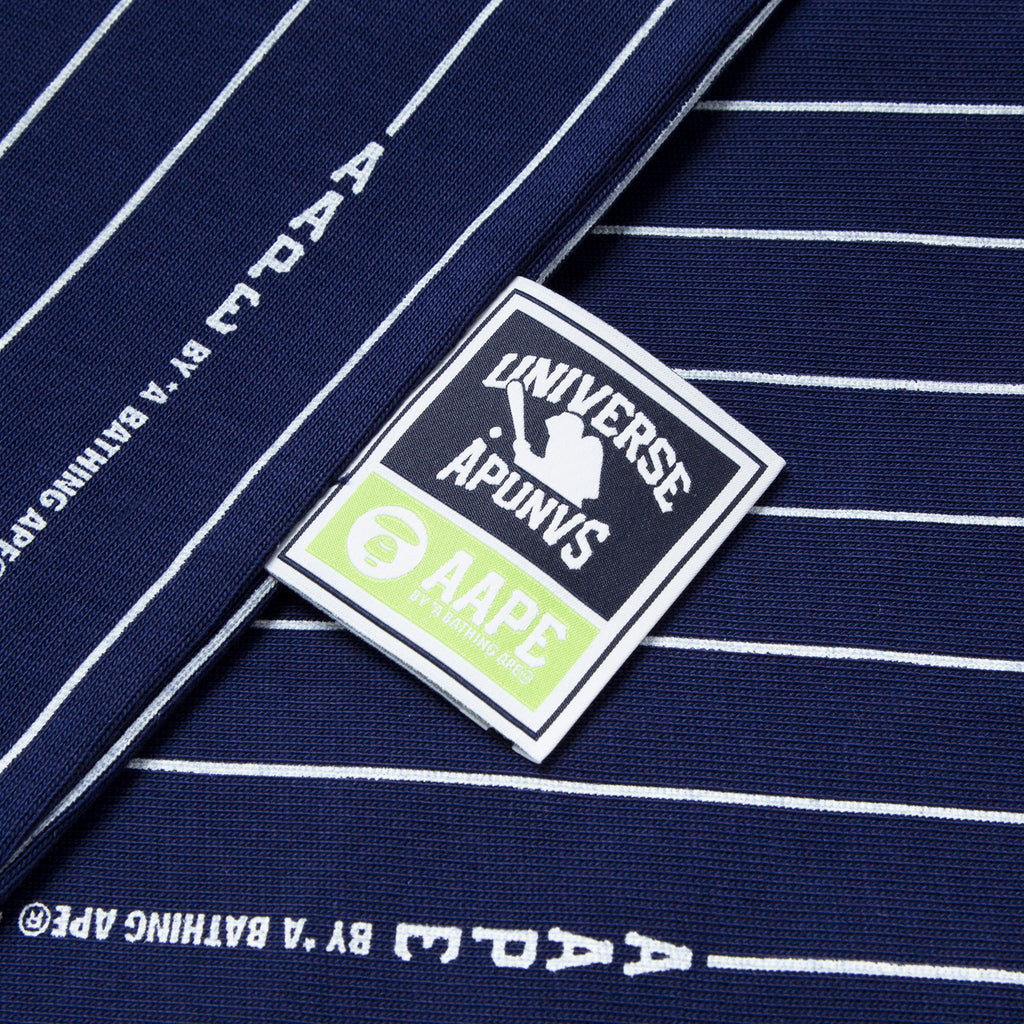 AAPE by *A Bathing Ape logo-patch Striped Cotton Shirt - Blue