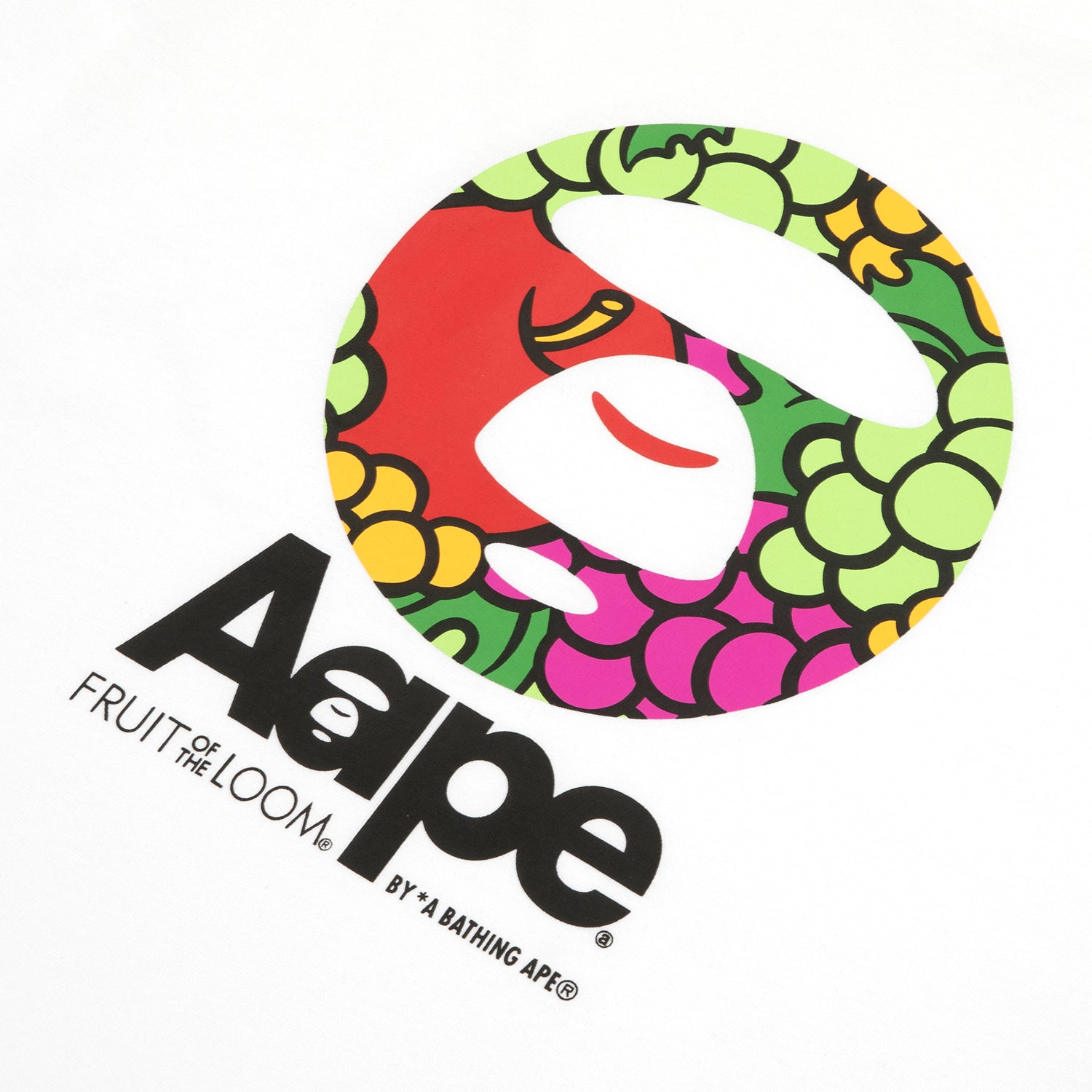 AAPE X FRUIT OF THE LOOM MOONFACE LOGO-PRINTED TEE