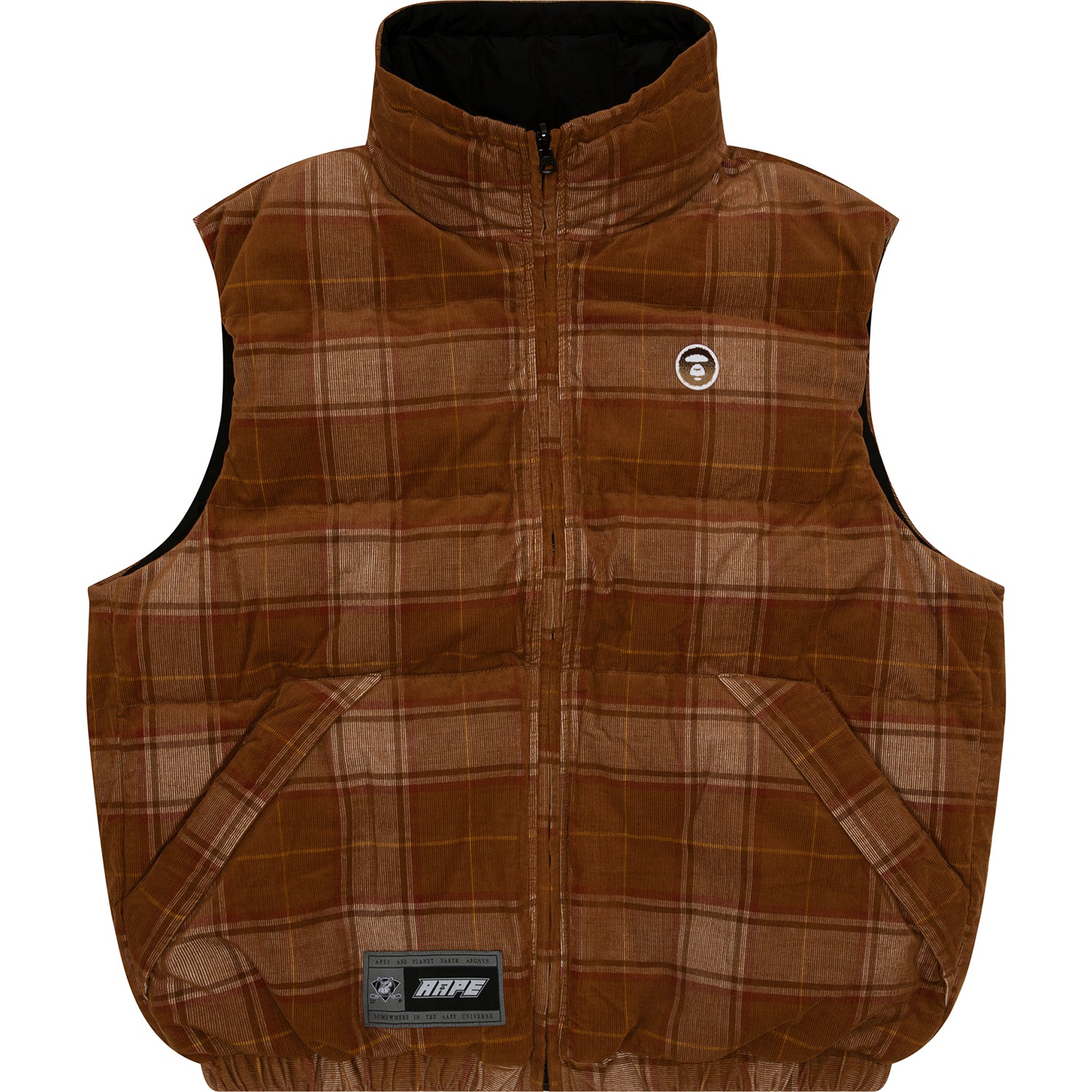 MOONFACE LOGO CHECK ZIP-UP VEST