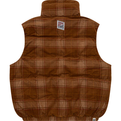 MOONFACE LOGO CHECK ZIP-UP VEST