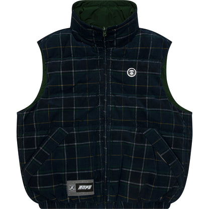 MOONFACE LOGO CHECK ZIP-UP VEST