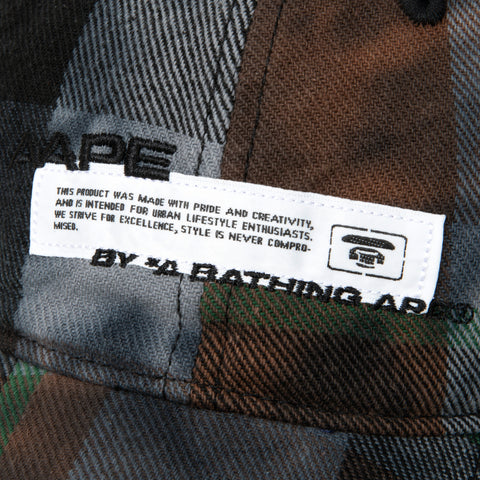 AAPE MOONFACE EMBROIDERED PLAID CAP