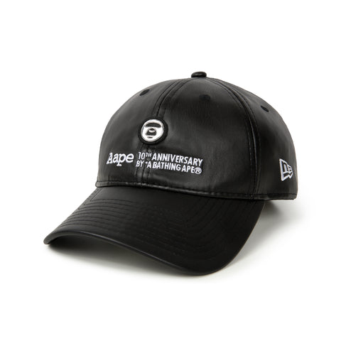 AAPE X NEW ERA 10TH ANNIVERSARY MOONFACE FAUX LEATHER CAP