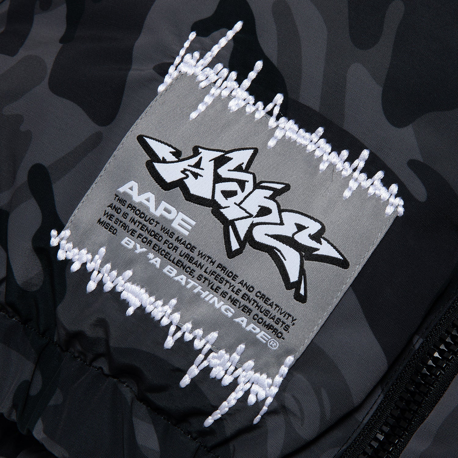 AAPE MOONFACE CAMO ZIP DOWN JACKET