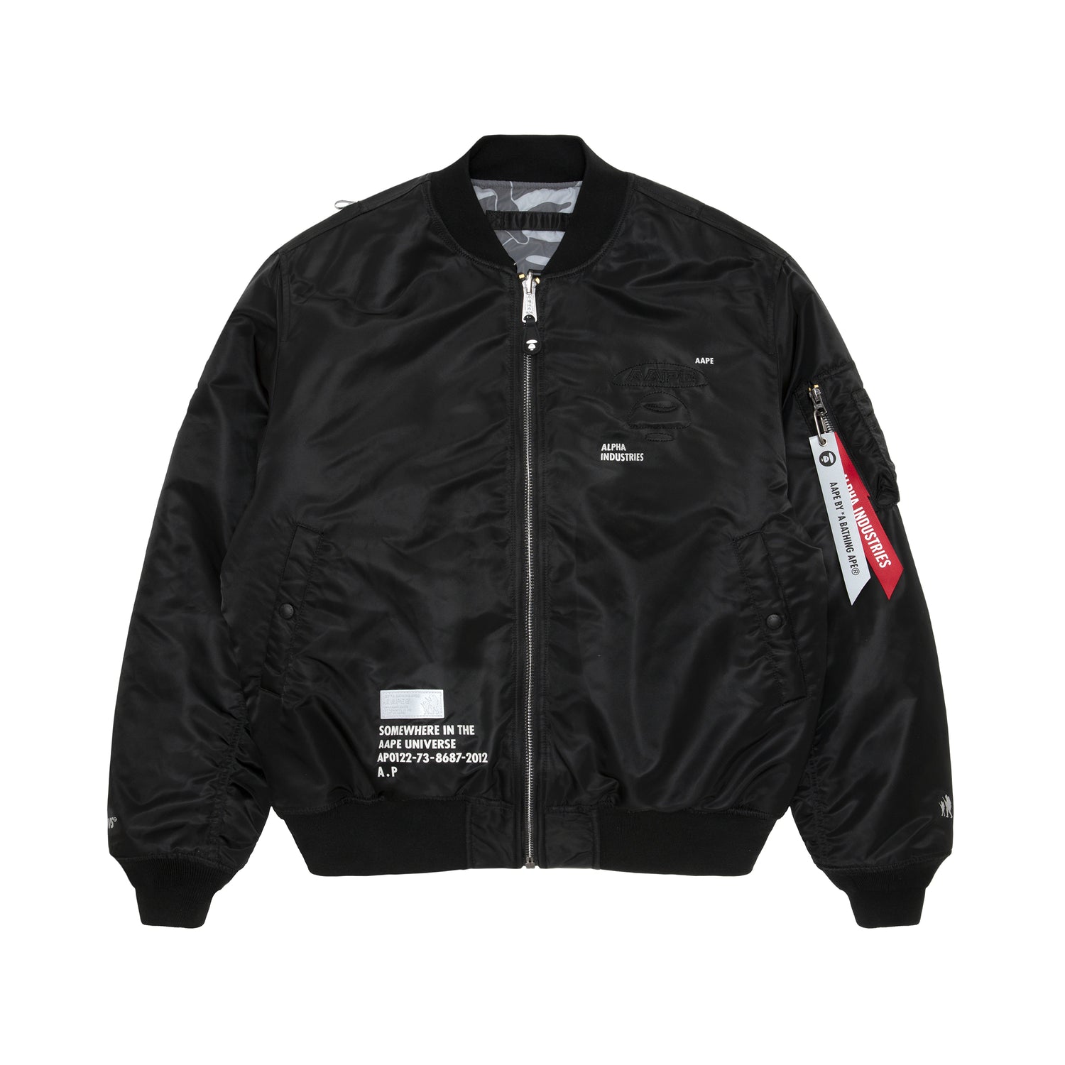 AAPE X ALPHA INDUSTRIES MOONFACE EMBOSSED BOMBER JACKET