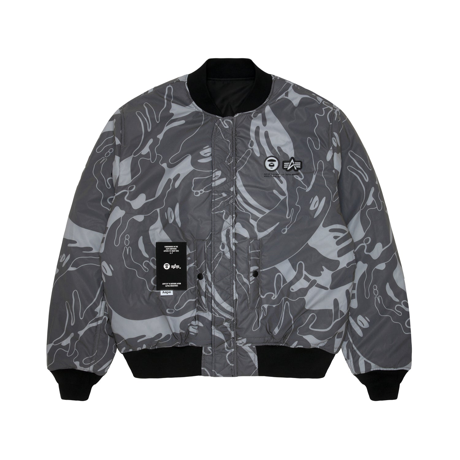 AAPE X ALPHA INDUSTRIES MOONFACE EMBOSSED BOMBER JACKET