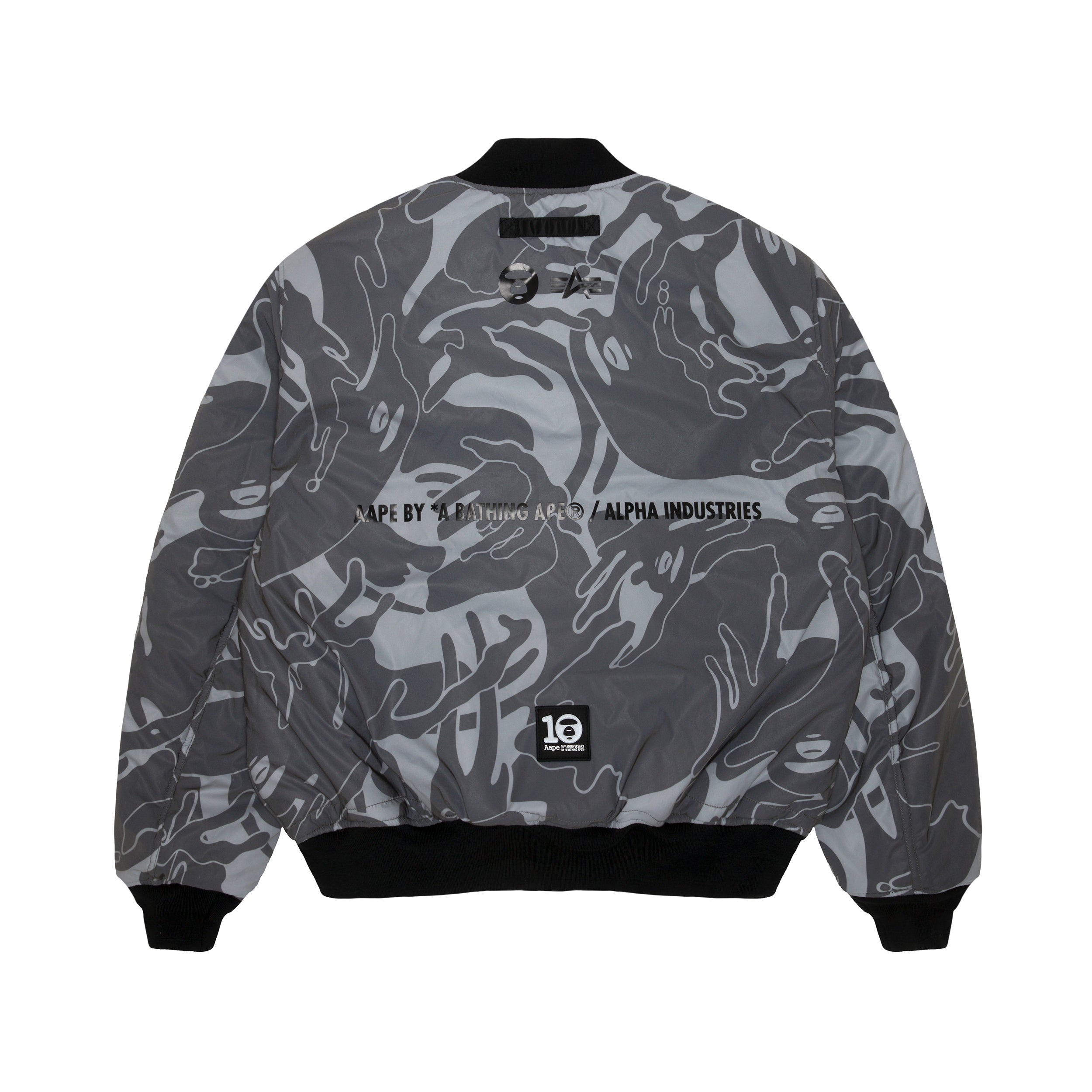 AAPE X ALPHA INDUSTRIES MOONFACE EMBOSSED BOMBER JACKET