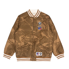 AAPE X RUSSELL ATHLETIC REVERSIBLE CAMO BASEBALL JACKET