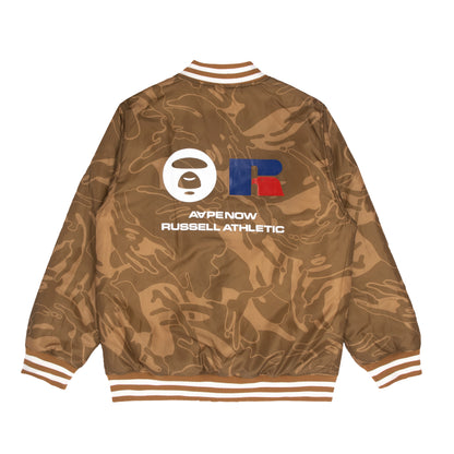 AAPE X RUSSELL ATHLETIC REVERSIBLE CAMO BASEBALL JACKET