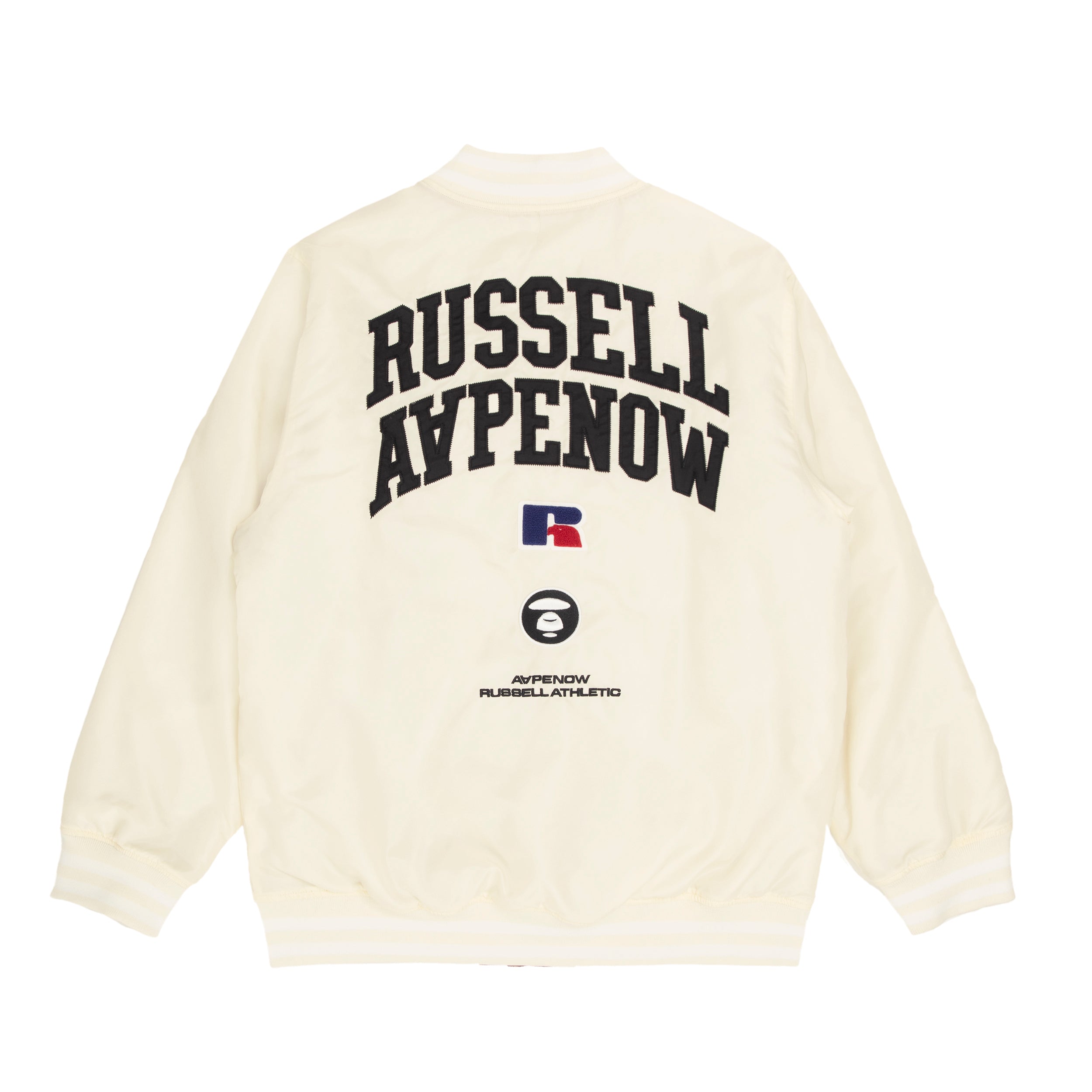 AAPE X RUSSELL ATHLETIC REVERSIBLE CAMO BASEBALL JACKET