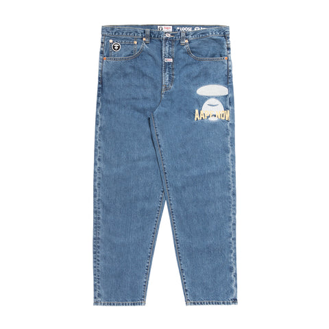 AAPE LOGO EMBROIDERED JEANS