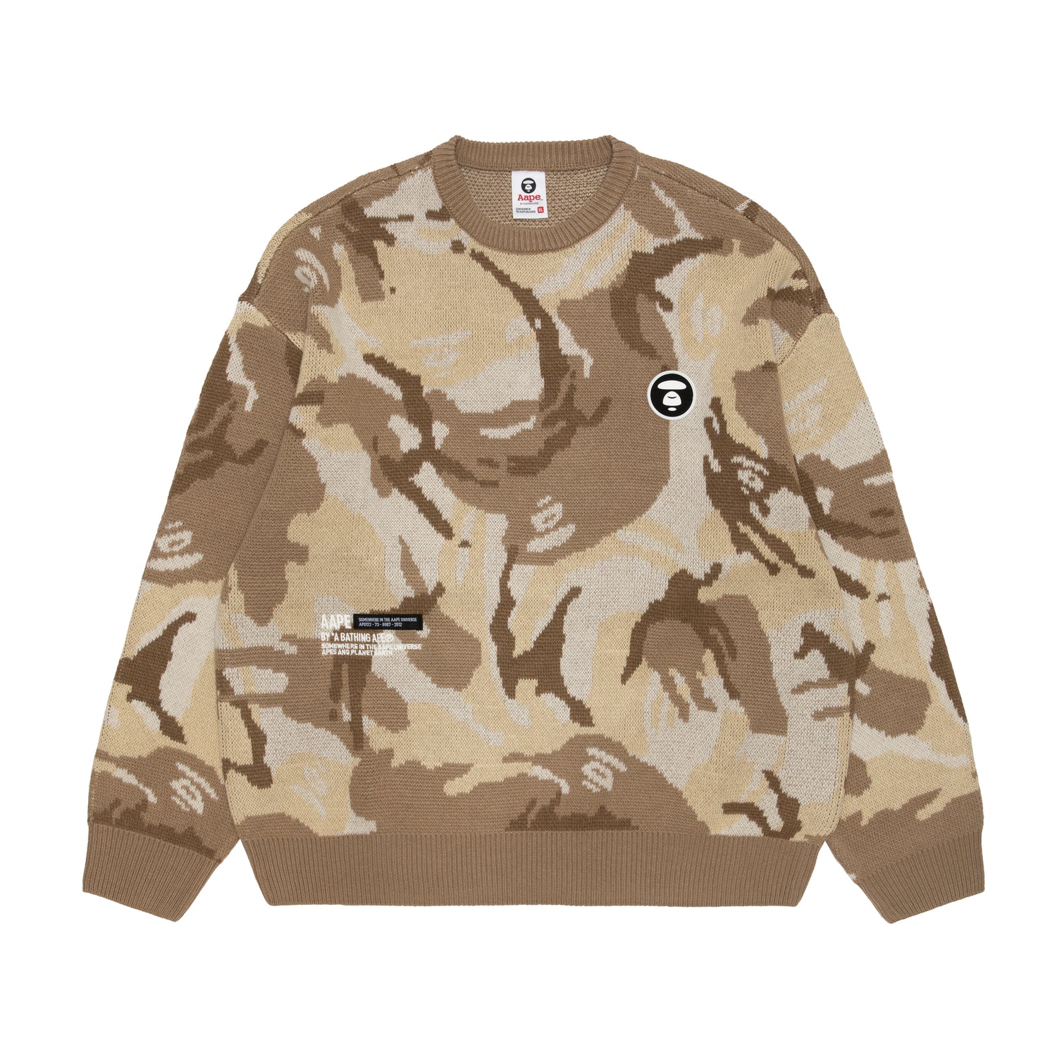 AAPE MOONFACE INTARSIA CAMO SWEATER