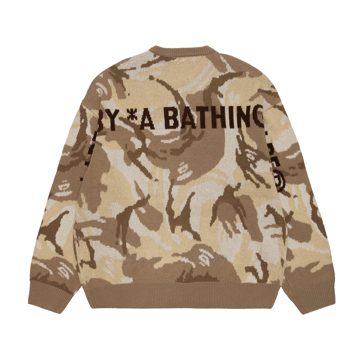 AAPE MOONFACE INTARSIA CAMO SWEATER