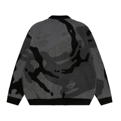 AAPE MOONFACE INTARSIA CAMO CARDIGAN