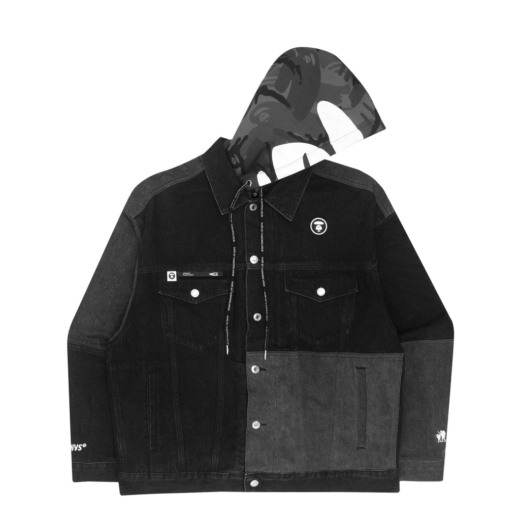 Hooded Denim Jacket - Black - Men