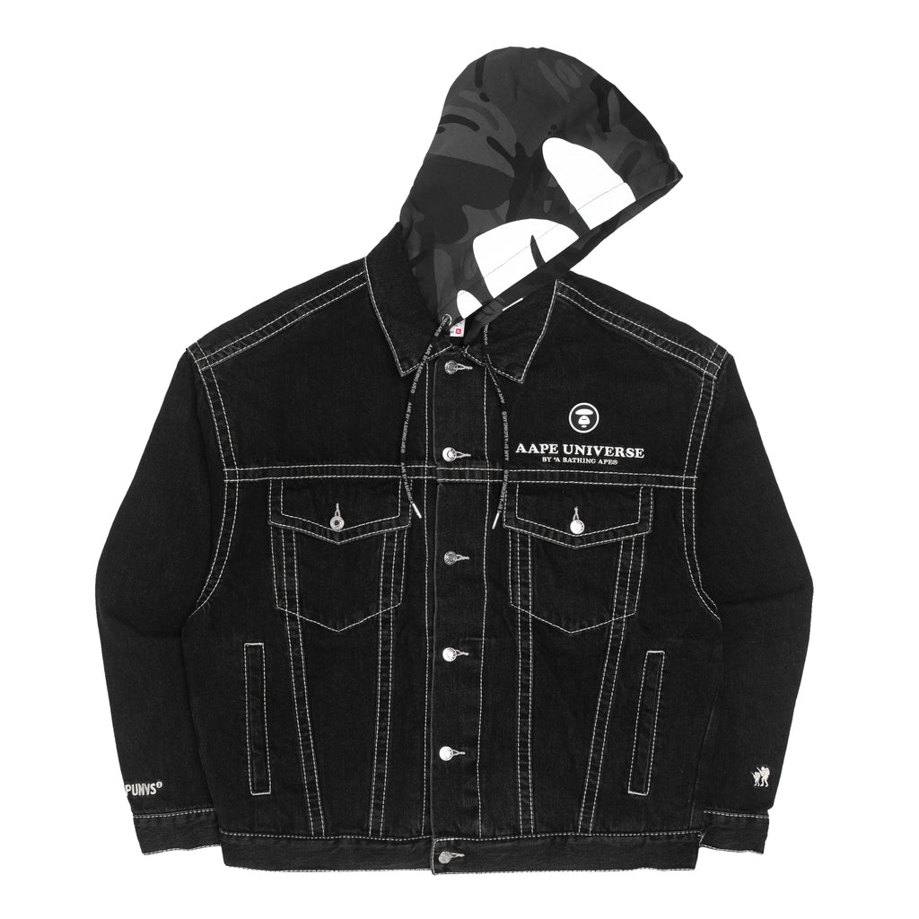 Hooded Denim Jacket - Black