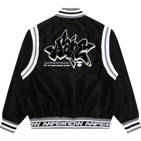 MOONFACE PATCH JERSEY BASEBALL JACKET