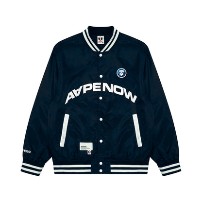 MOONFACE PATCH PRINTED BASEBALL JACKET