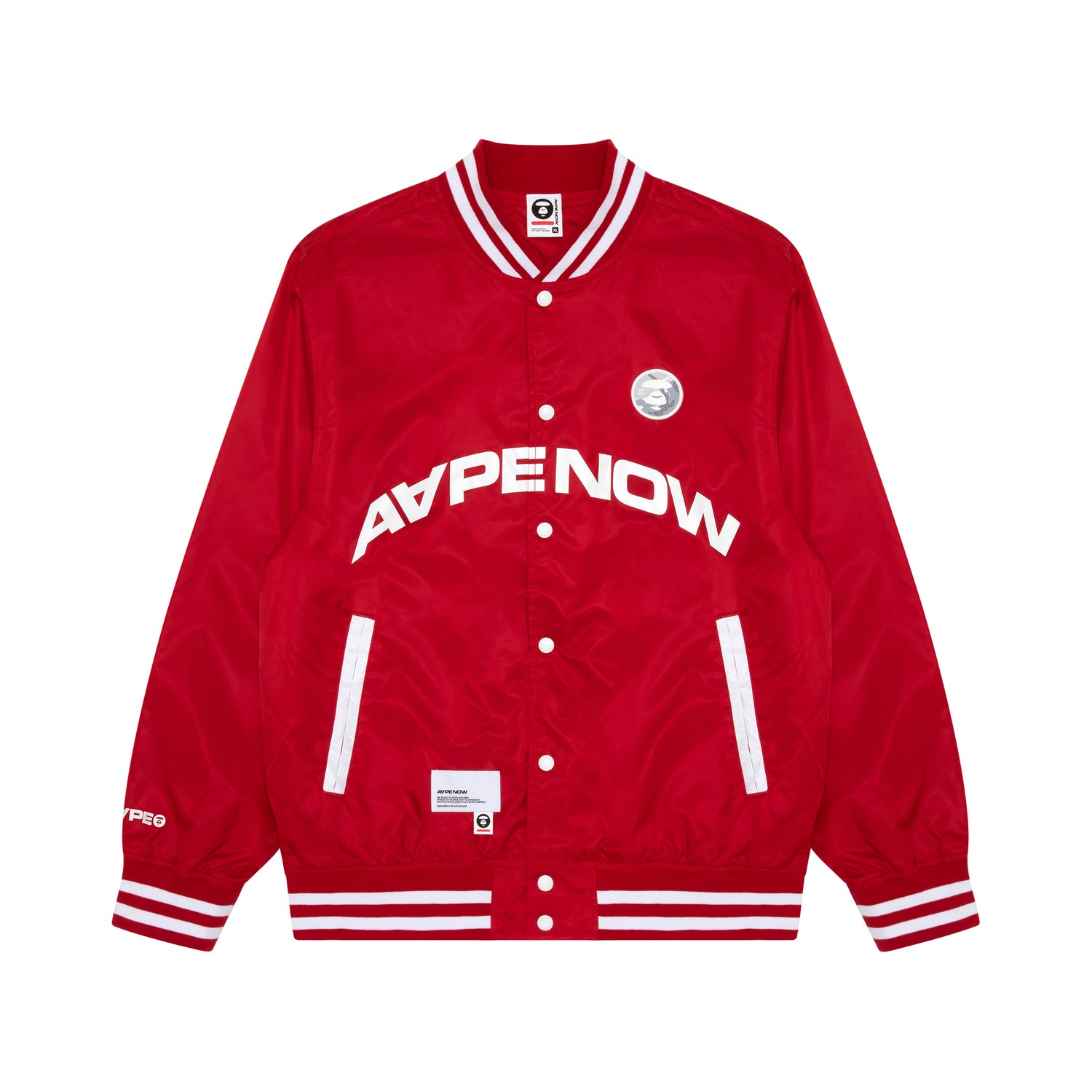 MOONFACE PATCH PRINTED BASEBALL JACKET