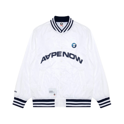 MOONFACE PATCH PRINTED BASEBALL JACKET