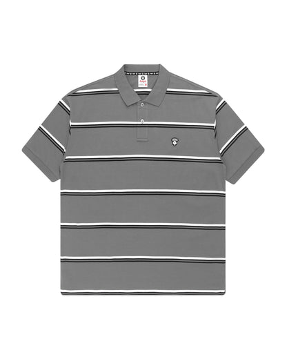 AAPE APE FACE STRIPED POLO SHIRT