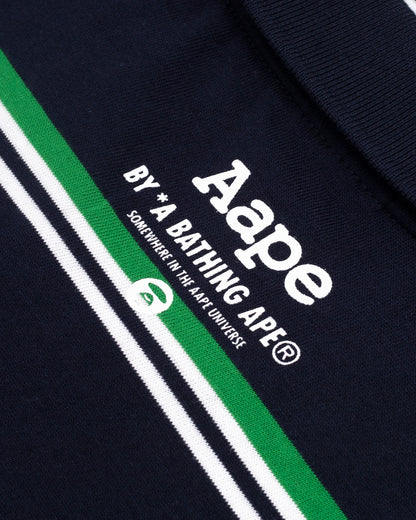 AAPE APE FACE STRIPED POLO SHIRT