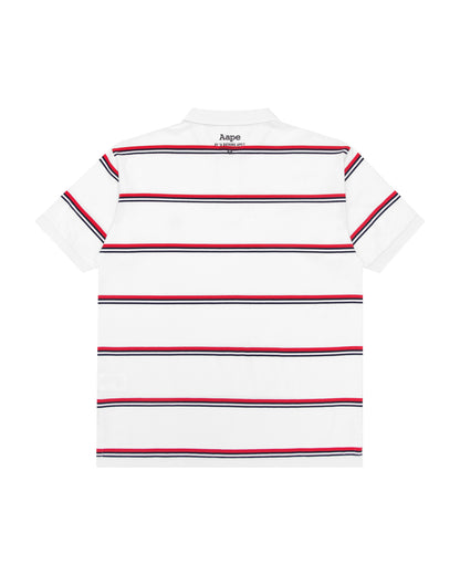 AAPE APE FACE STRIPED POLO SHIRT