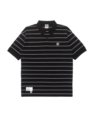 MOONFACE PATCH STRIPED POLO