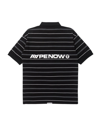 MOONFACE PATCH STRIPED POLO