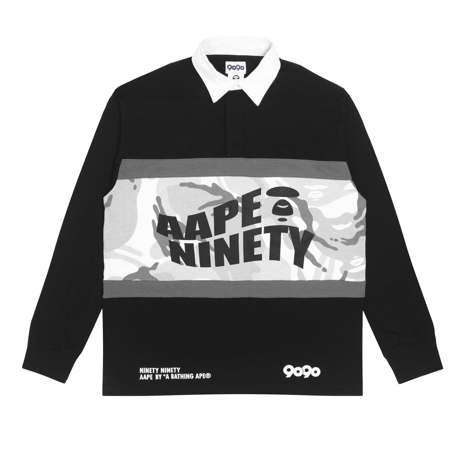 AAPE X 9090 MOONFACE LONG-SLEEVE POLO