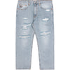 AAPE X 9090 STYLE MOONFACE PATCH DISTRESSED JEANS