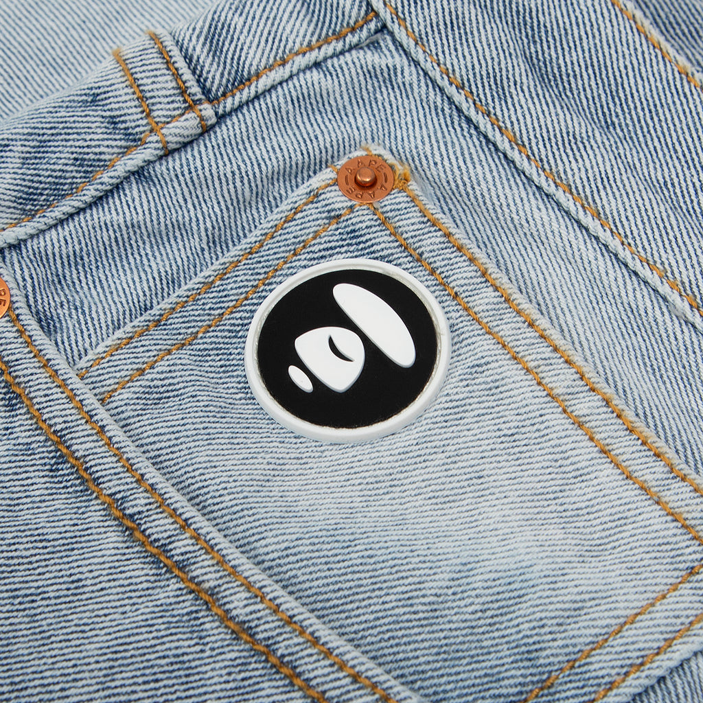 AAPE X 9090 STYLE MOONFACE PATCH DISTRESSED JEANS | AAPE US