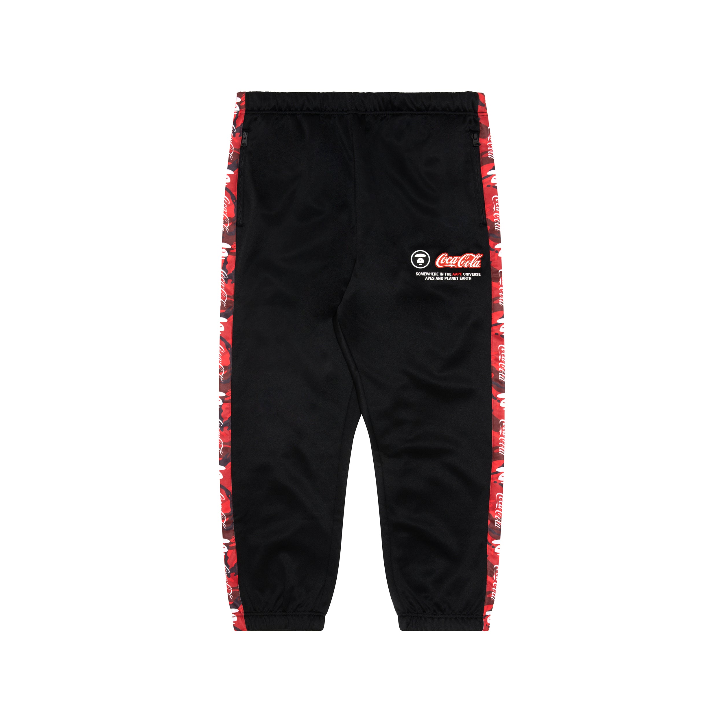 AAPE X COCA-COLA MOONFACE PATCH TRACK PANTS