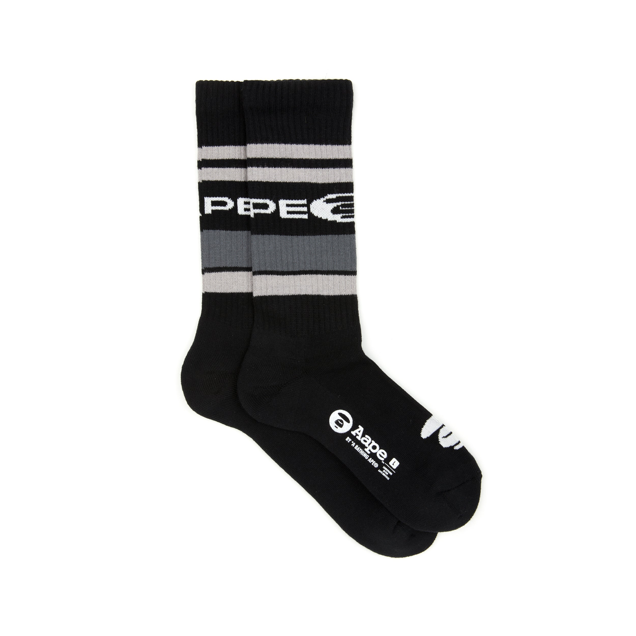 AAPE MOONFACE STRIPED CREW SOCKS