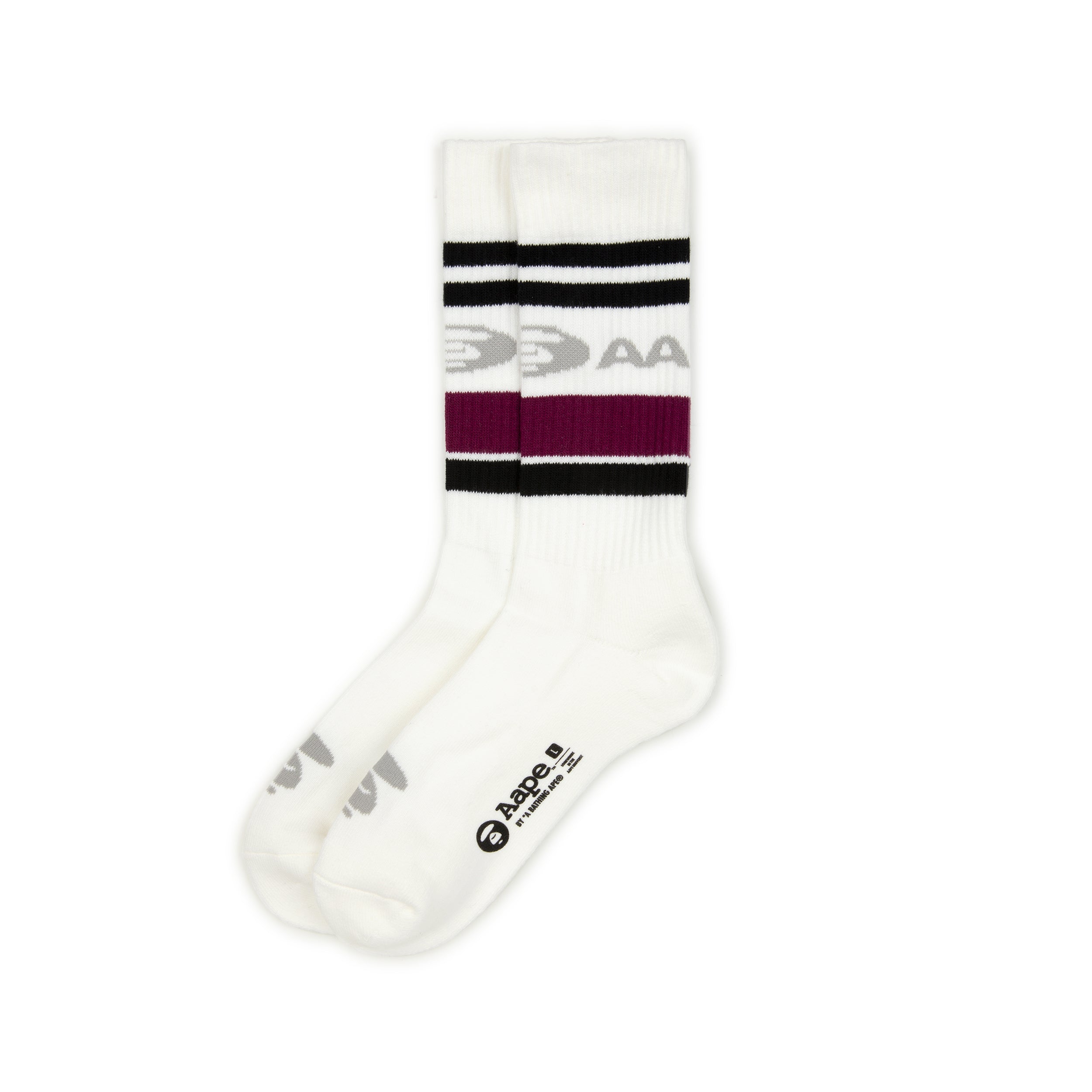 AAPE MOONFACE STRIPED CREW SOCKS