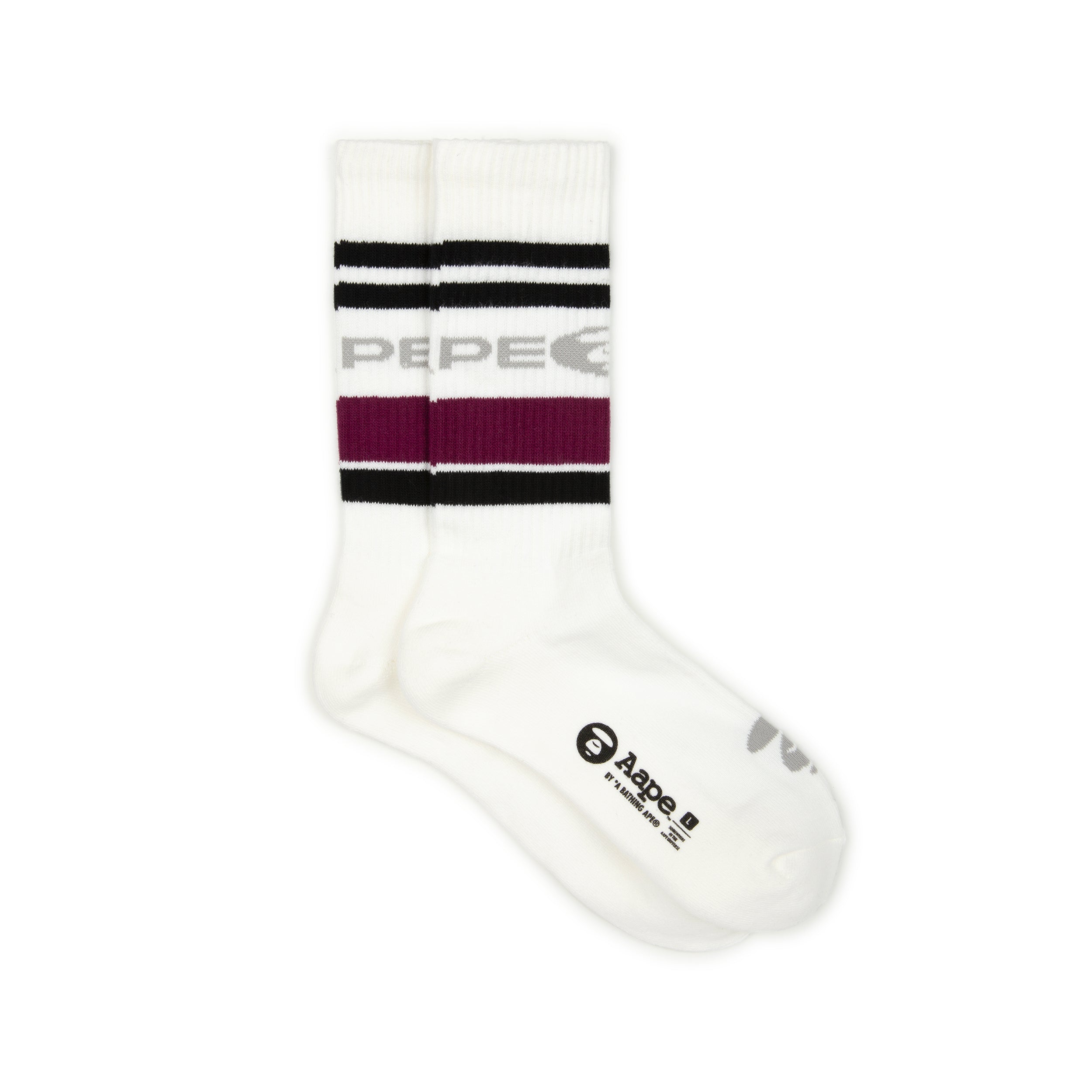 AAPE MOONFACE STRIPED CREW SOCKS