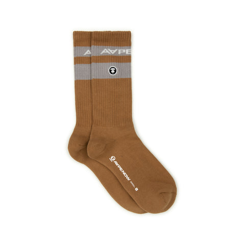 MOONFACE EMBROIDERED STRIPED SOCKS