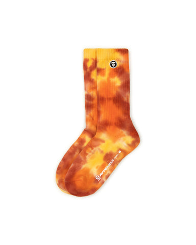 MOONFACE EMBROIDERED TIE-DYE SOCKS