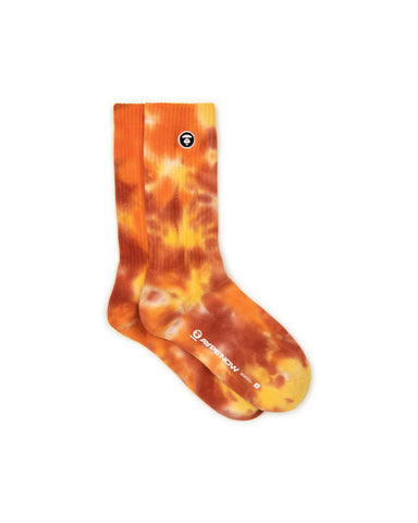 MOONFACE EMBROIDERED TIE-DYE SOCKS