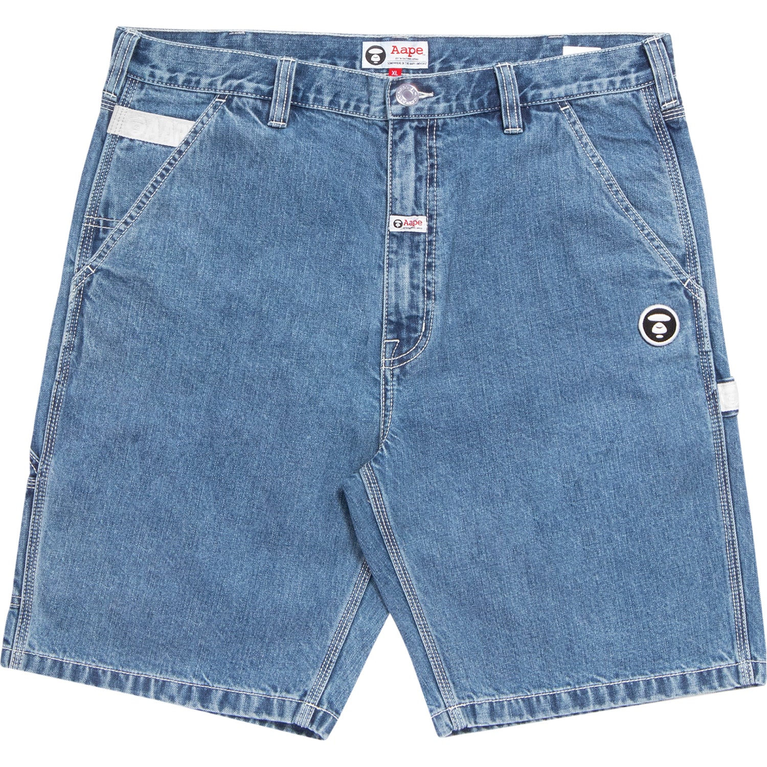 AAPE APE FACE BADGE DENIM SHORTS