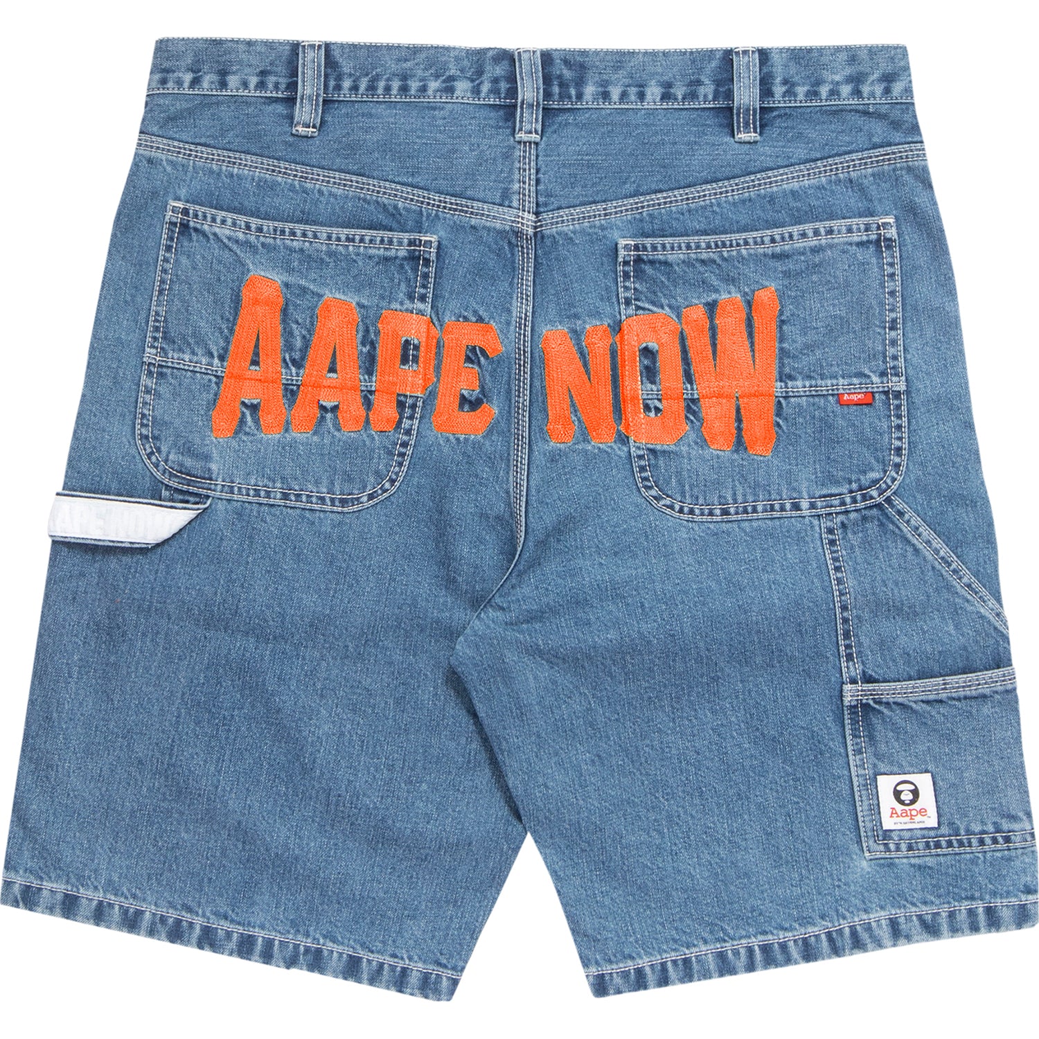 AAPE APE FACE BADGE DENIM SHORTS