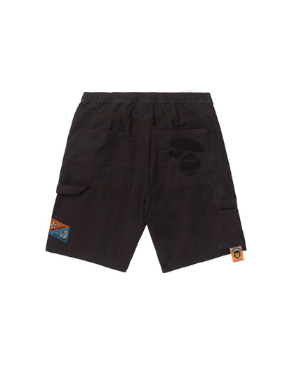 MOONFACE EMBROIDERED CARPENTER SHORTS